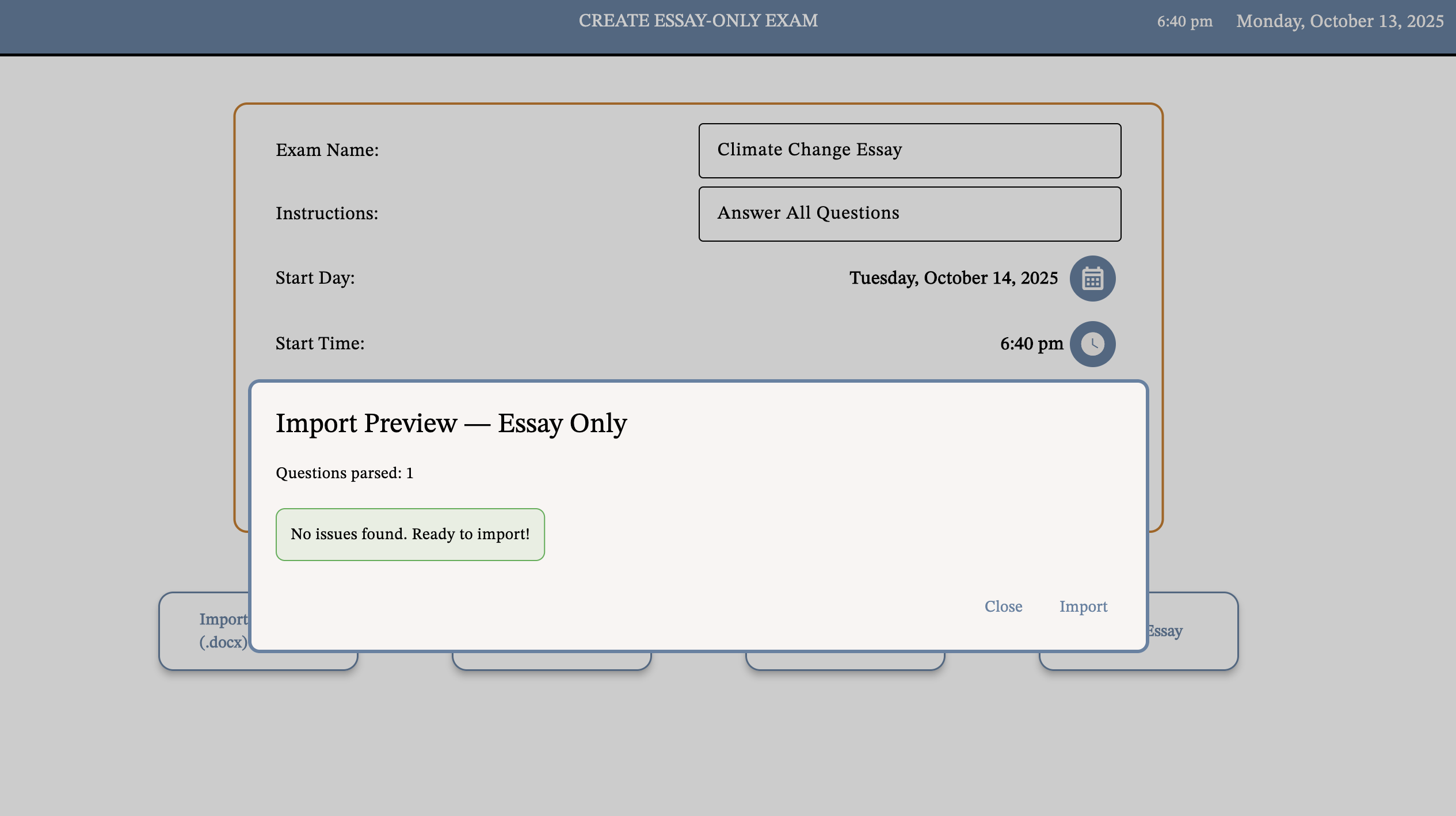 Essay Questions Imported Successfully